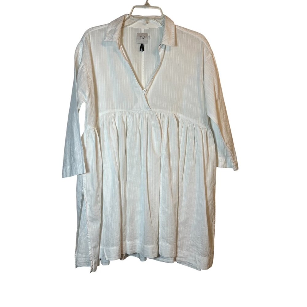 HD in Paris White Cotton Popover Shirt Dress - Size 12